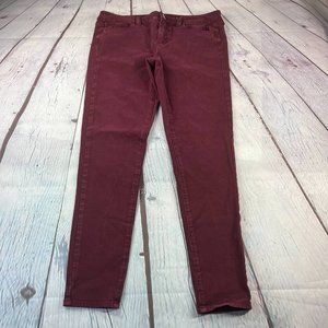 American Eagle Outfitters Womens Super Stretch Jeggings Burgundy Sateen 10